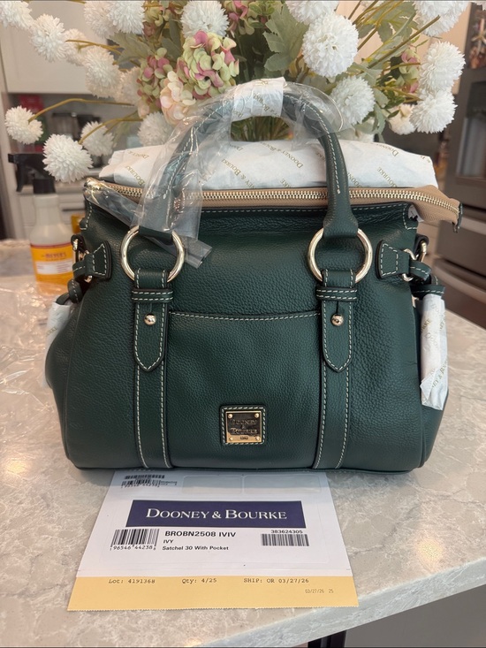 Dooney & Bourke Handbags - Dooney and Bourke Sorrento satchel 30 with pocket in Ivy